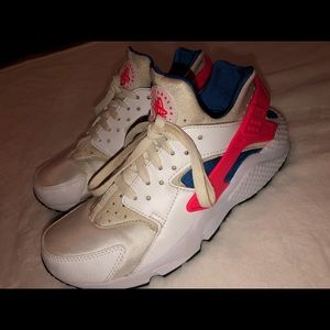 White blue, pink NIKE huaraches